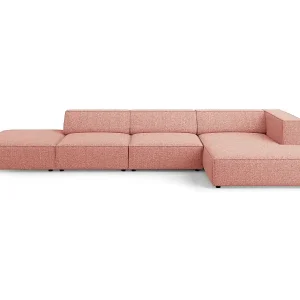 Cosmopolitan Design - 5-Sitzer Ecksofa rechts "Arendal" aus Chenille-Stoff rosa - 341x166x70cm Solange Der Vorrat Reicht