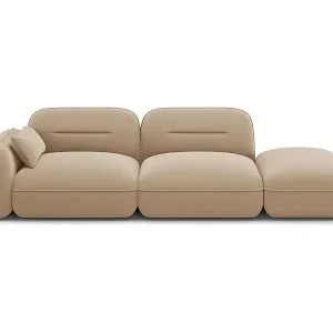 Neue Kollektion Cosmopolitan Design - 3-Sitzer modulares Sofa rechts "Sydney" aus Samt sandfarben - 295x90x70cm