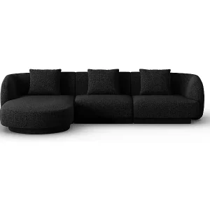 Direkt Vom Hersteller Cosmopolitan Design - 4-Sitzer Ecksofa links "Tulum" aus Chenille-Stoff schwarz - 255x156x70cm