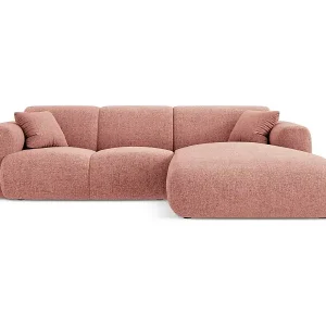 Cosmopolitan Design - 4-Sitzer Ecksofa rechts "Nolio" aus Chenille-Stoff rosa - 260x170x72cm Preisknaller