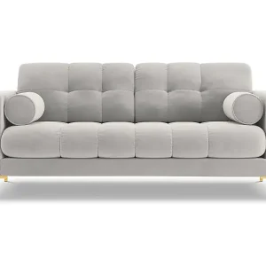 Must-Have Cosmopolitan Design - 2-Sitzer Sofa "Bali" aus Samt silber - 152x92x75cm