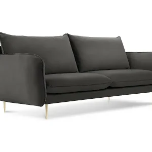 Cosmopolitan Design - 2-Sitzer Sofa "Vienna" aus Samt dunkelgrau - 160x92x95cm Direktkauf