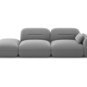Cosmopolitan Design - 3-Sitzer modulares Sofa links "Sydney" aus Samt hellgrau - 295x90x70cm Markenware
