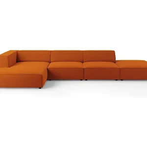 Sonderaktion Cosmopolitan Design - 5-Sitzer Ecksofa links "Arendal" aus Samt terrakotta - 341x166x70cm