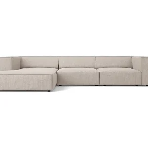 Beliebt Cosmopolitan Design - 4-Sitzer Ecksofa links "Arendal" aus Chenille-Stoff mit Rippeneffekt dunkelbeige - 284x166x70cm