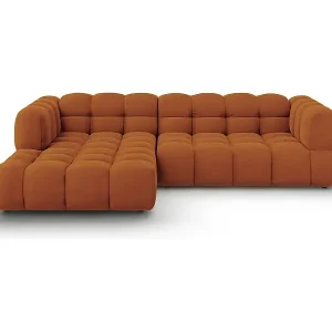 Cosmopolitan Design - 4-Sitzer modulares Ecksofa links "Sky" aus Samt terrakotta - 272x162x75cm Top-Preis