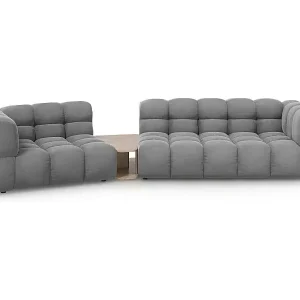 Cosmopolitan Design - 3-Sitzer modulares Sofa links "Sky" aus Samt hellgrau - 353x148x75cm Kostenloser Versand