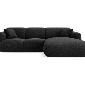 Cosmopolitan Design - 4-Sitzer Ecksofa rechts "Nolio" aus Chenille-Stoff schwarz - 260x170x72cm Highlight