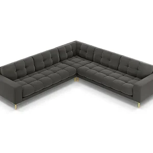Cosmopolitan Design - 6-Sitzer wendbares Ecksofa "Bali" aus Samt dunkelgrau - 256x256x75cm Neu
