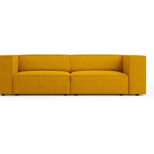 Top-Seller Cosmopolitan Design - 3-Sitzer Sofa "Arendal" aus Chenille-Stoff mit Rippeneffekt senf - 204x102x70cm