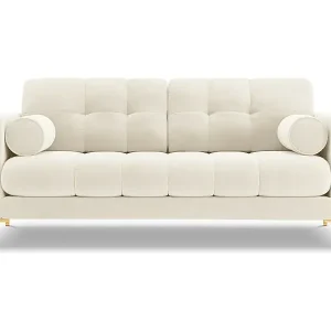 Cosmopolitan Design - 2-Sitzer Sofa "Bali" aus Samt leichtes beige - 152x92x75cm Jetzt Kaufen