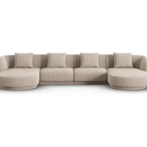 Meistverkauft Cosmopolitan Design - 5-Sitzer Panoramasofa "Tulum" aus Chenille-Stoff beige - 330x156x70cm