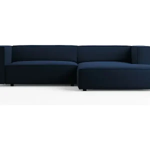 Cosmopolitan Design - 3-Sitzer Ecksofa rechts "Arendal" aus Samt königsblau - 224x166x70cm Saisonangebot