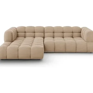 Cosmopolitan Design - 4-Sitzer modulares Ecksofa links "Sky" aus Samt sandfarben - 272x162x75cm Nur Für Kurze Zeit