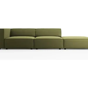 Cosmopolitan Design - 4-Sitzer rechtes Sofa "Arendal" aus Samt hellgrün - 262x102x70cm Neu