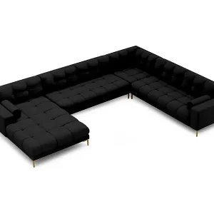 Cosmopolitan Design - 7-Sitzer Panoramasofa rechts "Bali" aus strukturiertem Stoff schwarz - 327x256x75cm Sonderangebot