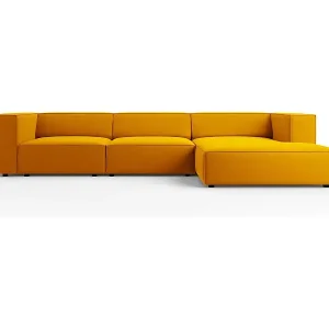 Cosmopolitan Design - 4-Sitzer Ecksofa rechts "Arendal" aus Samt gelb - 284x166x70cm Direktkauf
