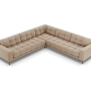 Bestseller Cosmopolitan Design - 6-Sitzer wendbares Ecksofa "Bali" aus Samt beige - 256x256x75cm