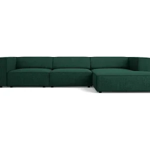 Cosmopolitan Design - 4-Sitzer Ecksofa rechts "Arendal" aus Chenille-Stoff mit Rippeneffekt flaschengrün - 284x166x70cm Jetzt Kaufen