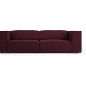 Cosmopolitan Design - 3-Sitzer Sofa "Arendal" aus Chenille-Stoff mit Rippeneffekt rubin - 204x102x70cm Versand Am Gleichen Tag