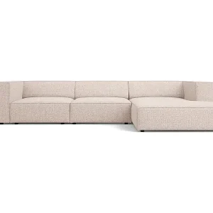 Schnäppchen Cosmopolitan Design - 4-Sitzer Ecksofa rechts "Arendal" aus Chenille-Stoff beige - 284x166x70cm