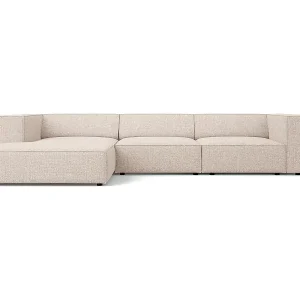Cosmopolitan Design - 4-Sitzer Ecksofa links "Arendal" aus Chenille-Stoff beige - 284x166x70cm Neue Ware
