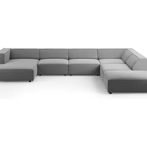 Cosmopolitan Design - 7-Sitzer Panoramasofa rechts "Arendal" aus Samt hellgrau - 364x262x70cm Bestseller