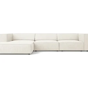 Jetzt Kaufen Cosmopolitan Design - 4-Sitzer Ecksofa links "Arendal" aus Chenille-Stoff mit Rippeneffekt elfenbein - 284x166x70cm