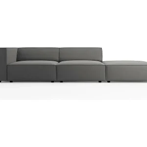 Cosmopolitan Design - 4-Sitzer rechtes Sofa "Arendal" aus Samt betonfarben - 262x102x70cm Geprüft