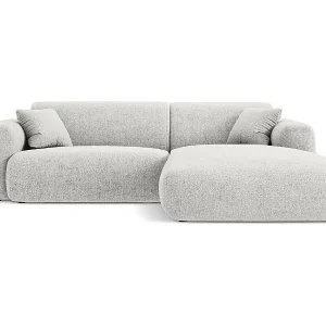 Neue Kollektion Cosmopolitan Design - 4-Sitzer Ecksofa rechts "Nolio" aus Chenille-Stoff hellgrau - 235x170x72cm