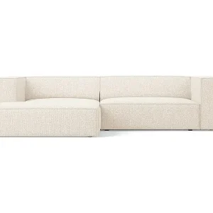 Cosmopolitan Design - 3-Sitzer Ecksofa links "Arendal" aus Chenille-Stoff leichtes beige - 224x166x70cm Kracherpreis