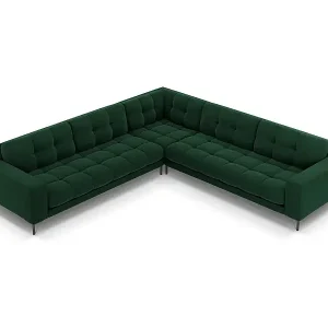 Direktkauf Cosmopolitan Design - 6-Sitzer wendbares Ecksofa "Bali" aus Samt flaschengrün - 256x256x75cm