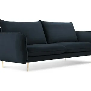 Cosmopolitan Design - 2-Sitzer Sofa "Vienna" aus Samt dunkelblau - 160x92x95cm Garantierte Lieferung