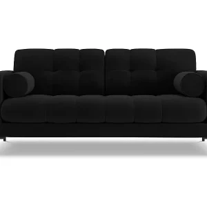 Cosmopolitan Design - 2-Sitzer Sofa "Bali" aus Samt schwarz - 152x92x75cm Mega-Angebot