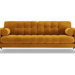 Preisknaller Cosmopolitan Design - 3-Sitzer Sofa "Bali" aus Samt gelb - 177x92x75cm