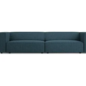 Cosmopolitan Design - 4-Sitzer Sofa "Arendal" aus Chenille-Stoff mit Rippeneffekt marineblau - 244x102x70cm Top-Preis