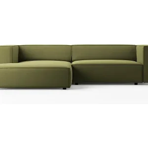 Cosmopolitan Design - 3-Sitzer Ecksofa links "Arendal" aus Samt hellgrün - 224x166x70cm Markenprodukt
