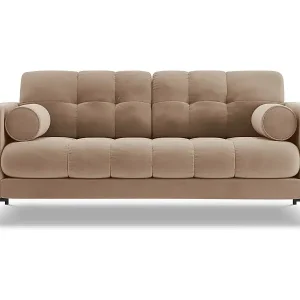Cosmopolitan Design - 2-Sitzer Sofa "Bali" aus Samt beige - 152x92x75cm Direkt Vom Hersteller