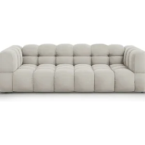 Highlight Cosmopolitan Design - 4-Sitzer modulares Sofa "Sky" aus Samt leichtes beige - 244x102x75cm