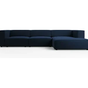 Rabatt Cosmopolitan Design - 4-Sitzer Ecksofa rechts "Arendal" aus Samt königsblau - 284x166x70cm