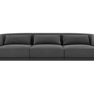 Cosmopolitan Design - 3-Sitzer Sofa "Tulum" aus Samt grau - 255x90x70cm Aktuell