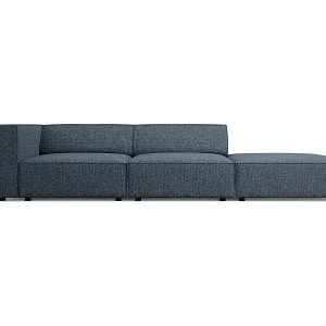 Cosmopolitan Design - 4-Sitzer rechtes Sofa "Arendal" aus Chenille-Stoff königsblau - 262x102x70cm Highlight