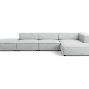 Top-Preis Cosmopolitan Design - 5-Sitzer Ecksofa rechts "Arendal" aus Chenille-Stoff mit Rippeneffekt hellgrau - 341x166x70cm