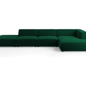 Gratis Versand Cosmopolitan Design - 5-Sitzer Ecksofa rechts "Arendal" aus Samt flaschengrün - 341x166x70cm
