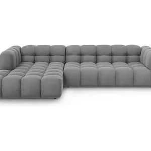 Cosmopolitan Design - 4-Sitzer modulares Ecksofa links "Sky" aus Samt hellgrau - 300x162x75cm Finale Aktion