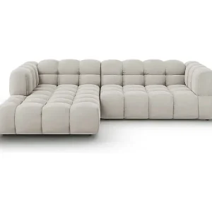 Aktuell Cosmopolitan Design - 4-Sitzer modulares Ecksofa links "Sky" aus Samt leichtes beige - 272x162x75cm