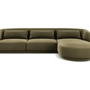 Online Kaufen Cosmopolitan Design - 4-Sitzer Ecksofa rechts "Tulum" aus Samt grün - 255x156x70cm