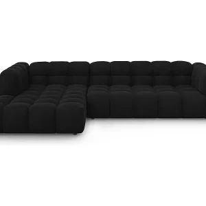 Cosmopolitan Design - 4-Sitzer modulares Ecksofa links "Sky" aus Samt schwarz - 300x162x75cm Preis Gesenkt