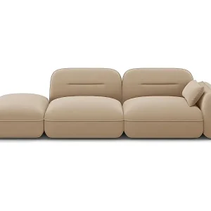 Kostenloser Rückversand Cosmopolitan Design - 3-Sitzer modulares Sofa links "Sydney" aus Samt sandfarben - 295x90x70cm