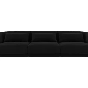Cosmopolitan Design - 3-Sitzer Sofa "Tulum" aus Samt schwarz - 255x90x70cm Direkt Vom Hersteller
